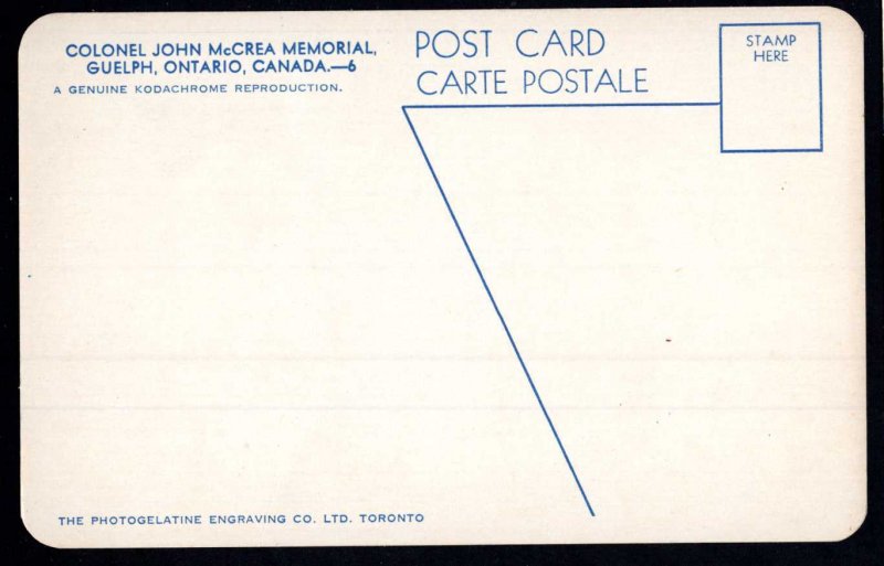 Ontario GUELPH Colonel John McCrea Memorial - Chrome