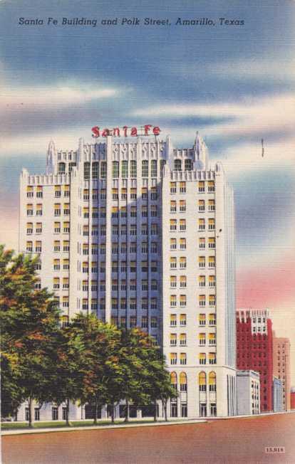 Sante Fe Building on PolkStreet - Amarillo TX, Texas - pm 1944 - Linen