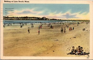 Bathing at Lynn Beach Massachusetts MA Postcard