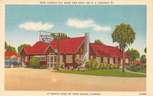 Rose Garden Tea Room & Grill US Highway 1 Vero Beach Florida linen postcard