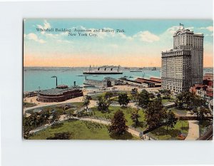 Postcard Whitehall Building Aquarium and Battery Park New York City New York USA