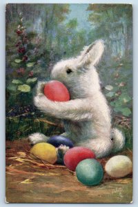 1909 Easter Bunny Rabbit With Eggs Oilette Tuck Halifax NS Canada Postcard