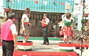 Clinton IN  Young Ladies Stamping Grapes, Little Italy Festival, Postcard