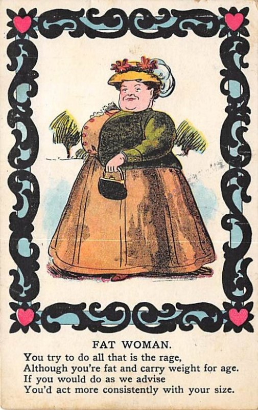 The Fat Woman Comic Occupation, Misc. 1909 PU Missing Stamp 