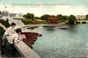 New York Buffalo Lake In Delaware Park and Albright Art Gallery 1907