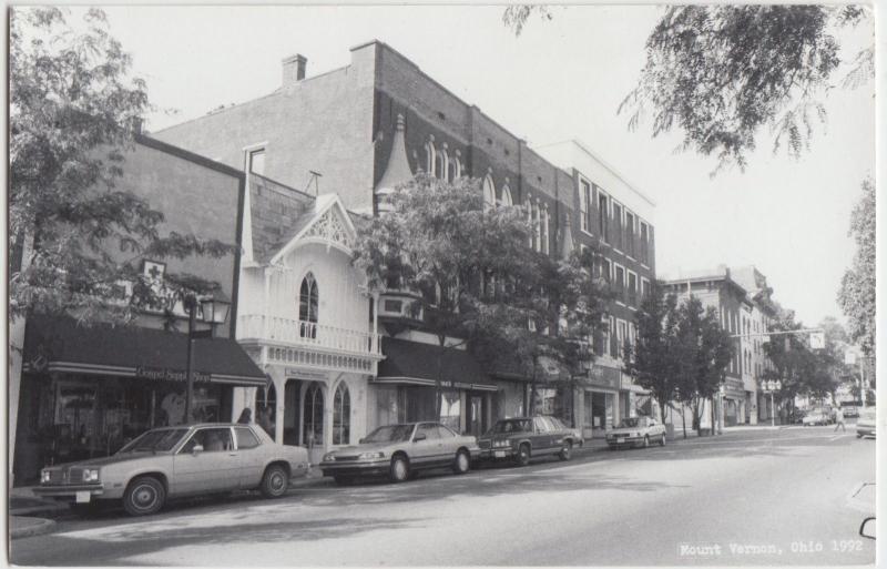 Ohio Real Photo RPPC Postcard MOUNT MT VERNON 1992 MAIN STREET Stores