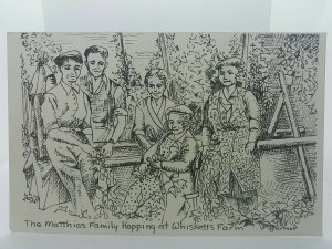 The Matthias Family Hopping at Whisketts Farm Kent Vtg Art Postcard Ida Fermor