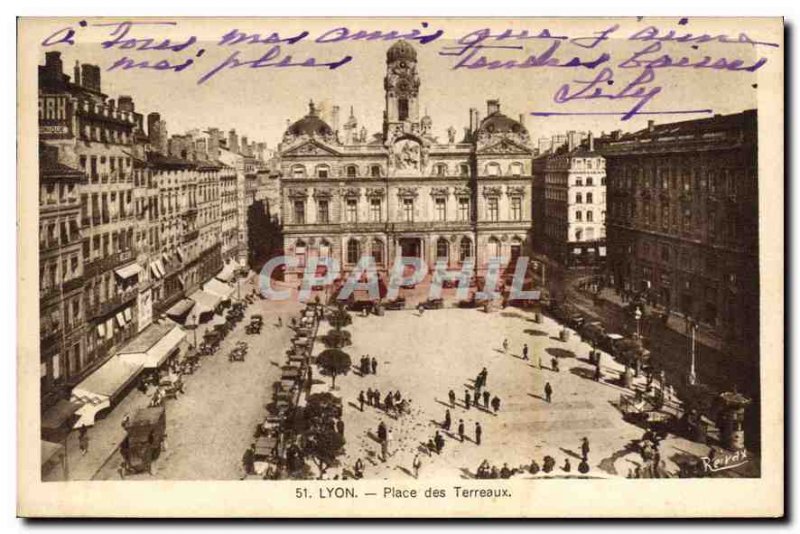 Postcard Old Lyon Place Bellecour