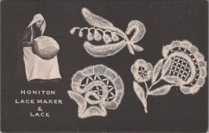 Devon Postcard - Honiton Lace Maker & Lace   XT459