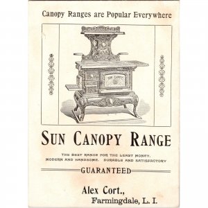 SUN CANOPY RANGE - Alex Cort - Farmingdale, Long Island - Victorian Trade Card