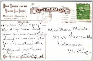 Northampton Massachusetts 1950 Postcard Wiggins Old Tavern Weaving House