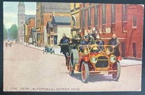 Mint Usa Color Picture Postcard Fire Department Automobile Detroit MI