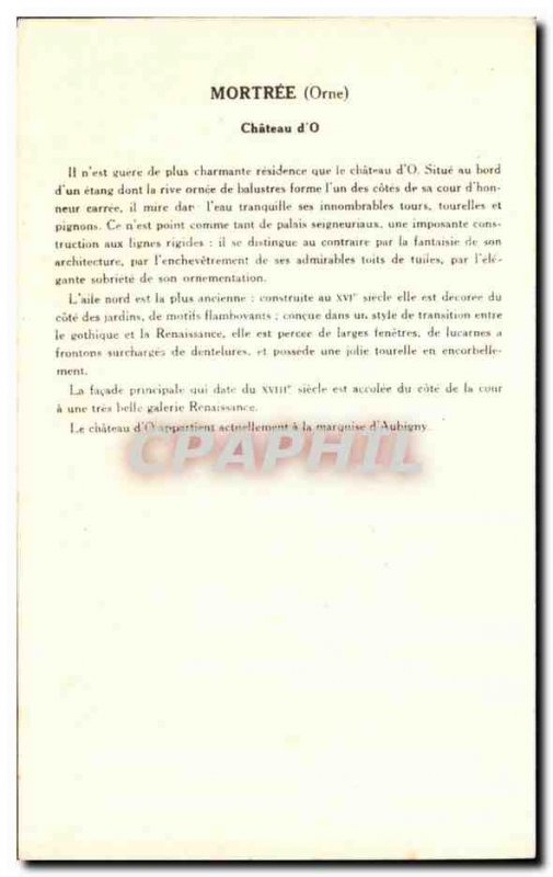 Old Postcard Chateau Mortree