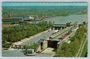 Lock #3, Welland Canal, Thorold Ontario, Vintage Chrome Aerial View Postcard #1