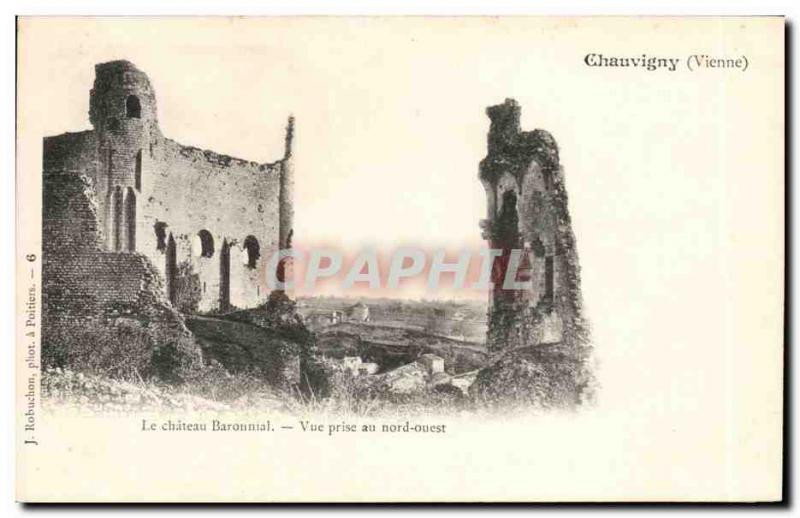 Old Postcard Chauvigny The baronial castle northwestern taking view