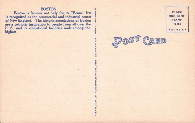 BOSTON Massachusetts Comic Greetings Postcard You Don't Know Beans Linen PC8
