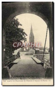 Old Postcard Caen Levis Pont du Chateau and L & # 39Eglise St Pierre