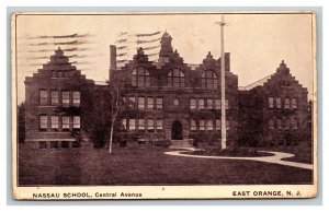 Vintage 1920's Postcard Nassau School Central Avenue East Orange New Jersey