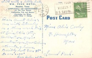 Houston Texas William Penn Hotel Vintage Postcard AA7623