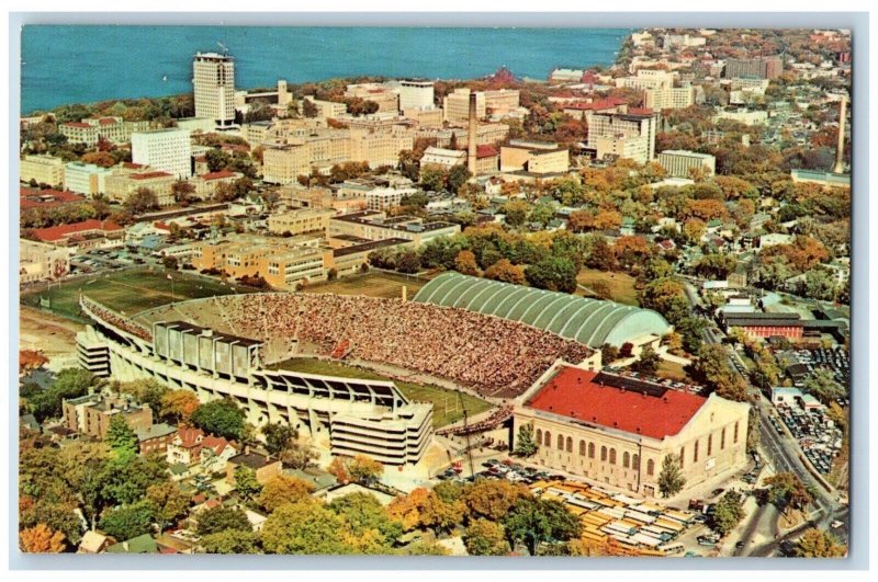 Madison Wisconsin Postcard Camp Randall Stadium Civil War Veterans c1960 Vintage