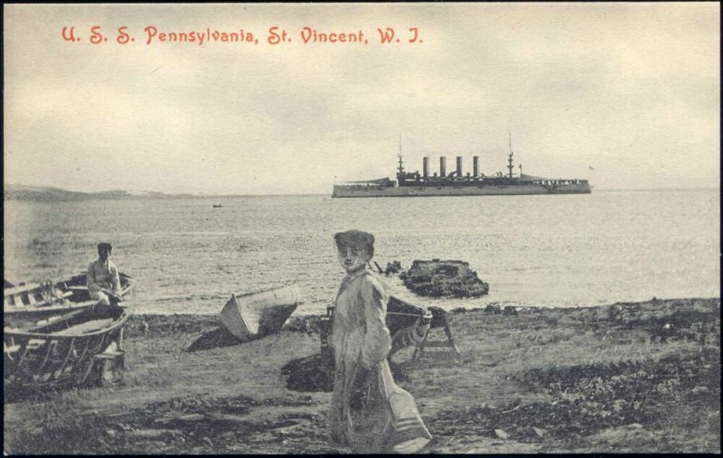 St. Vincent, W.I., Armored Cruiser No. 4 U.S.S. Pennsylvania (1910s) 