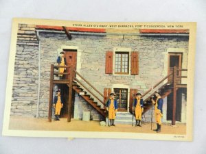 VINTAGE POSTCARD ETHAN ALLEN STAIRWAY WEST BARRACKS FORT TICONDEROGA NEW YORK