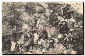 Old Postcard Army Alpini Group in the Alps