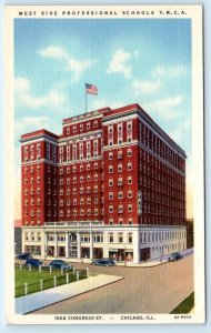 CHICAGO, Illinois IL ~ WEST SIDE PROFESSIONAL SCHOOLS ~Y.M.C.A 1930s Postcard