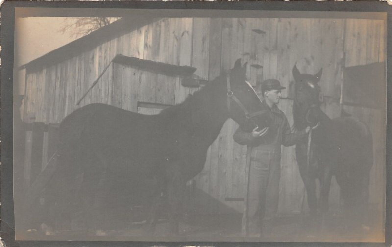 G68/ Occupational RPPC Postcard c1910 Horse Breeder Farmer Barn 17