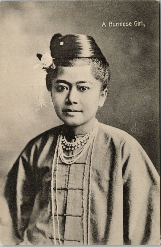 A Burmese Girl Young Woman Burma Myanmar Unused P. Klier Postcard G46