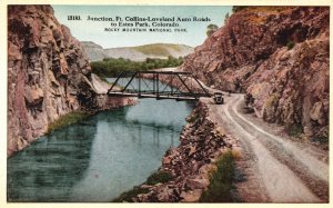 Vintage Postcard Junction Ft. Collins-Loveland Auto Roads to Estes Park Colorado