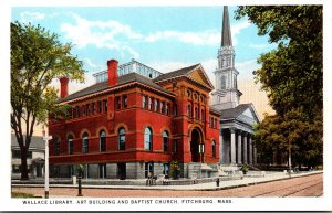 Massachusetts Fitchburg Wallace Library Art Building and Baptist Church