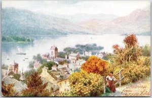 Bowness From Crown Hotel With Saint Martin Church England UK Postcard