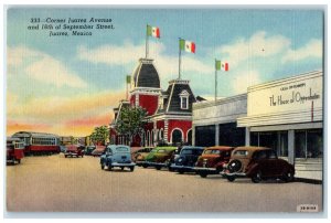 c1930's Corner Juarez Avenue 16th of September Street Juarez Mexico Postcard