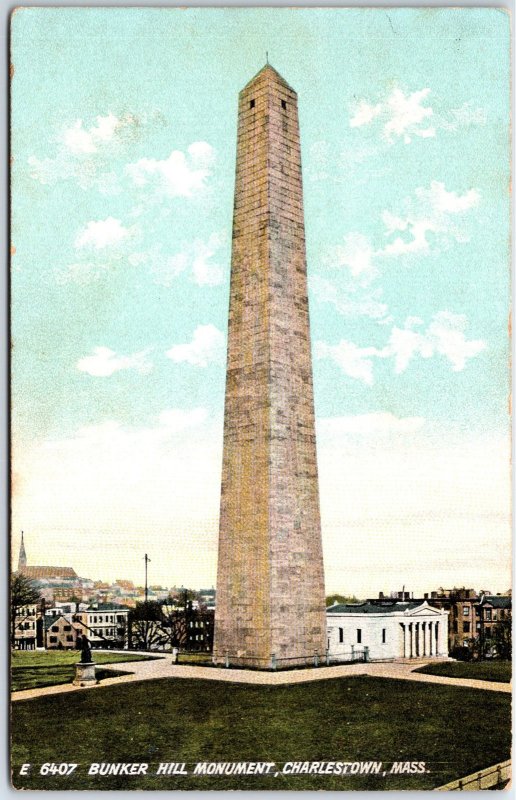 VINTAGE POSTCARD BUNKER HILL MONUMENT AT CHARLESTOWN MASSACHUSETTS MAILED 1908