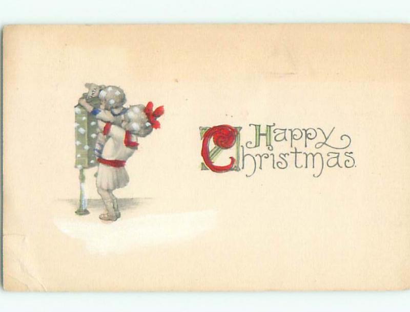 Divided-Back KIDS AT CHRISTMAS SCENE Great Postcard W8363