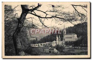 Old Postcard Lourdes Basilica