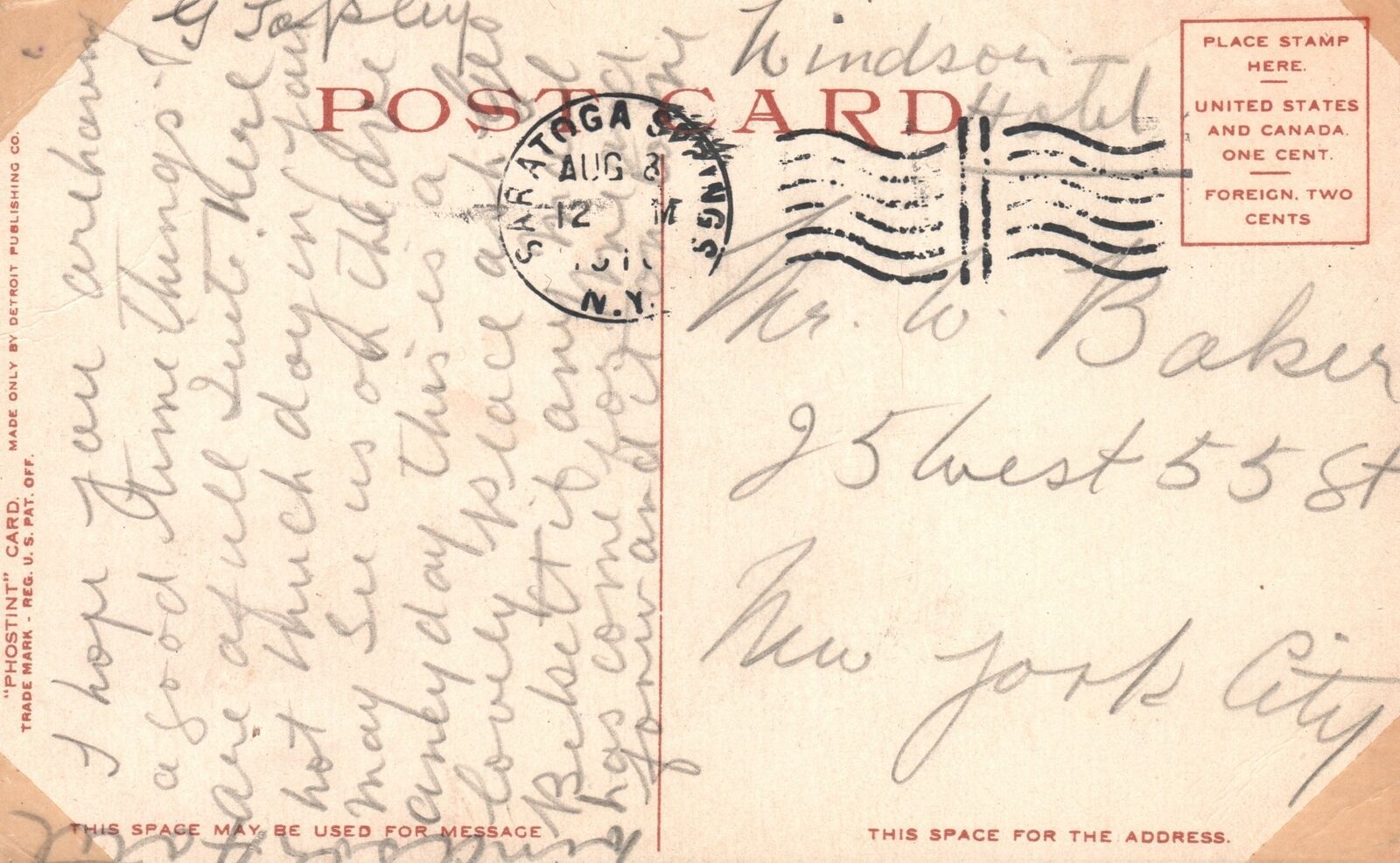 Vintage Postcard 1910's City Hall & Post Office Bldg. Saratoga Springs