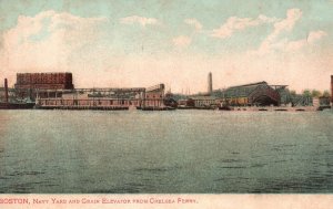 Vintage Postcard Navy Yard Grain Elevator Chelsea Ferry Boston Massachusetts MA