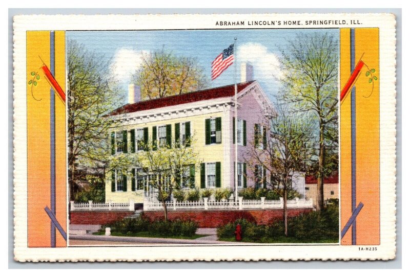 Lincoln Residence Springfield Illinois IL UNP  Linen Postcard S14