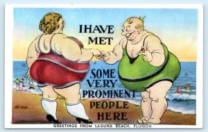 LAGUNA BEACH, Florida FL ~ Chubby Comic PROMINENT PEOPLE c1940s  Postcard
