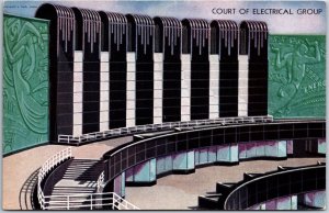 VINTAGE POSTCARD COURT OF THE ELCTRICAL GROUP AT CHICAGO WORLD'S FAIR 1933