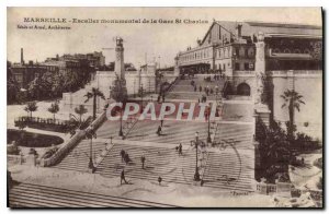 Old Postcard Marseille monumental staircase of the Gare St Charles