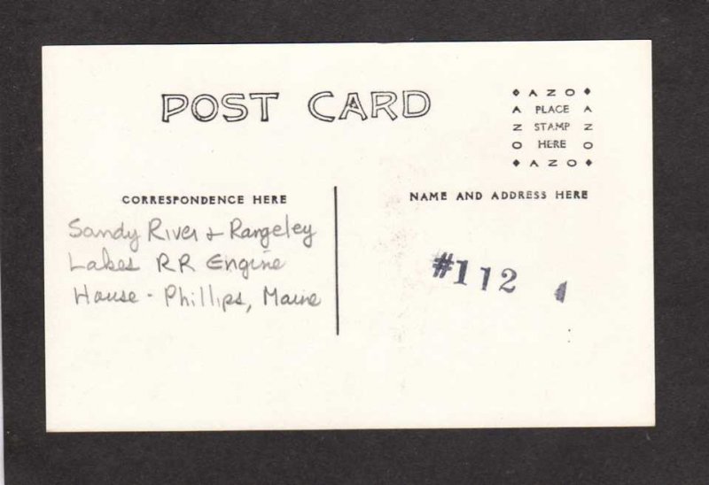 ME Sandy River & Rangeley Lakes Railroad Train Engine House Phillips Maine PC