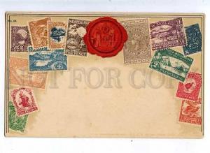 184848 NEW ZEALAND Coat of arms STAMPS vintage Zieher Postcard