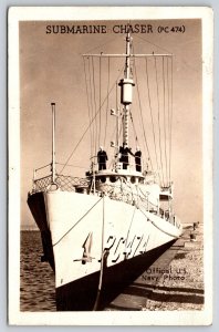 Great Lakes Illinois~Submarine Chaser PC 474~Navy~Captain~WWII Mail~1944 RPPC