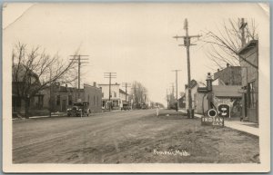 POMEII MI STREET SCENE w/ INDIAN GAS STATION ANTIQUE REAL PHOTO POSTCARD RPPC