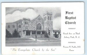 ASBURY PARK, New Jersey NJ ~ Norman W. Paulin FIRST BAPTIST CHURCH Postcard