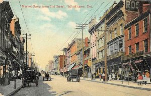 MARKET STREET SOUTH FROM 2ND WILMINGTON DELAWARE POSTCARD 1909
