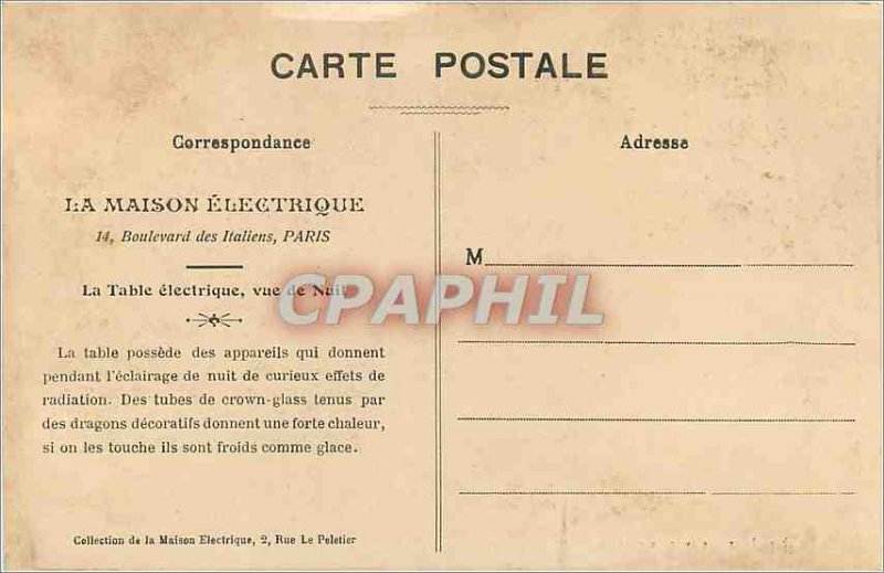 Old Postcard La Table electric night view